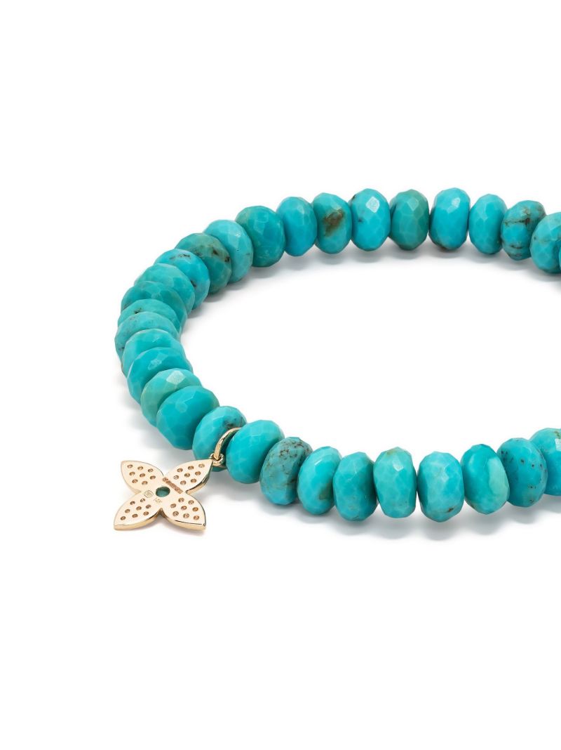 14k Yellow Gold Turquoise Beaded Bracelet