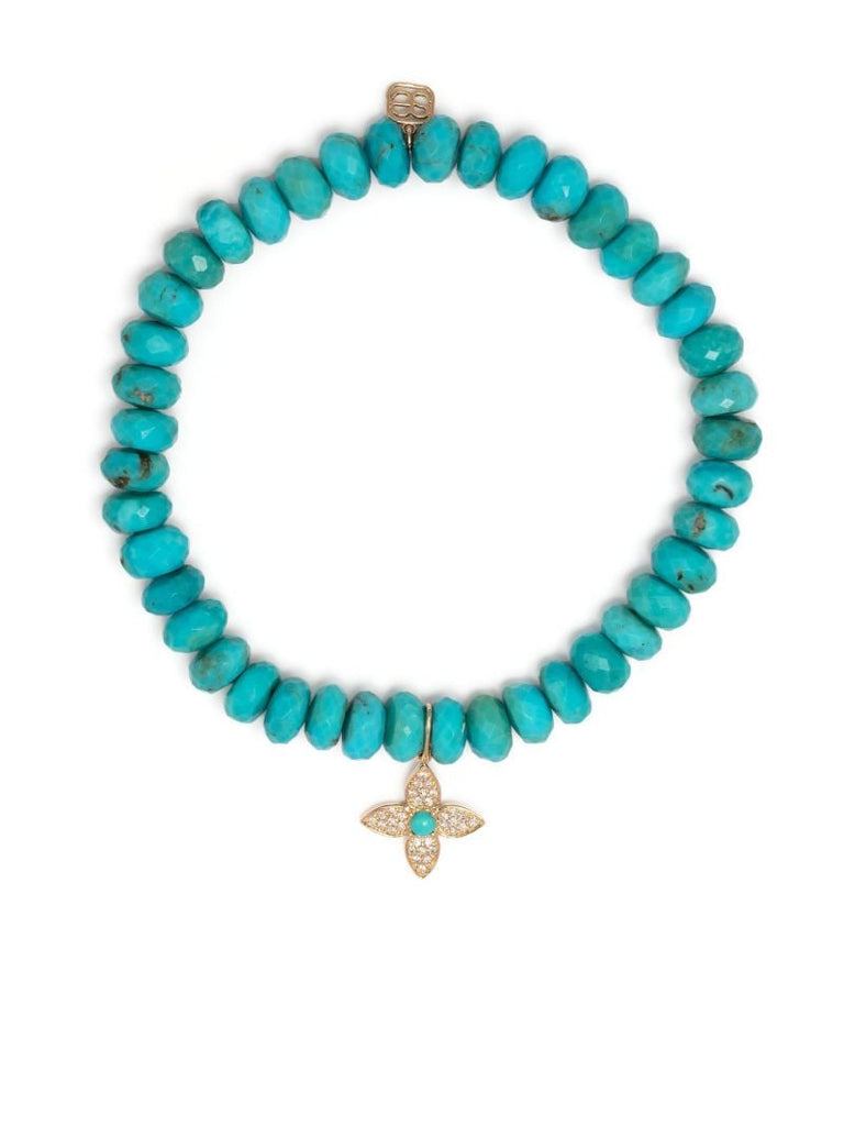14k Yellow Gold Turquoise Beaded Bracelet