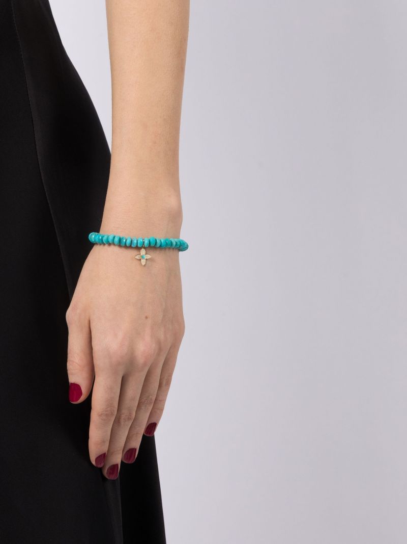 14k Yellow Gold Turquoise Beaded Bracelet