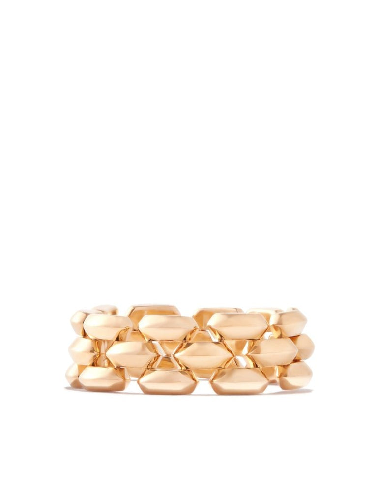 18k Yellow Gold Three Row Cleo Ring