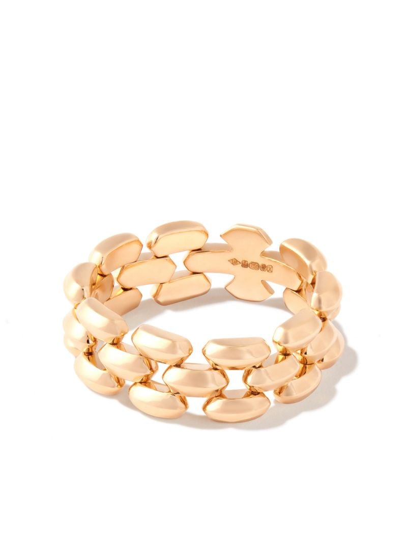 18k Yellow Gold Three Row Cleo Ring