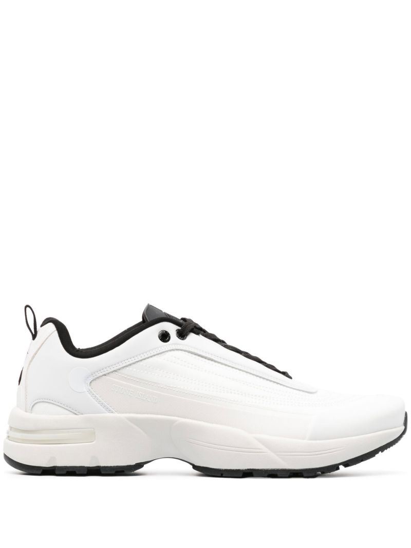 White Panelled Low-top Sneakers