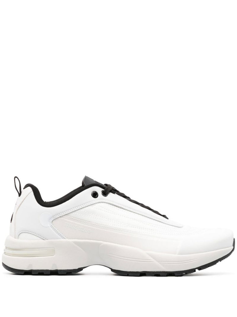 White Panelled Low-top Sneakers