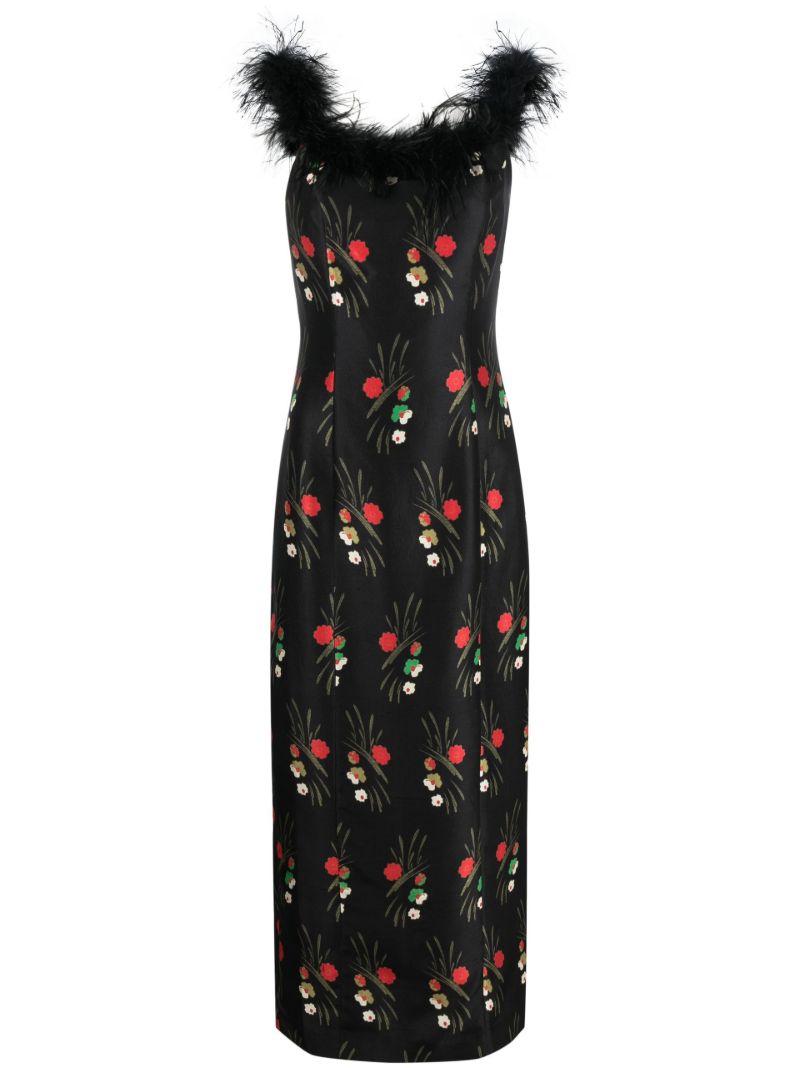 Black Winslett Floral Print Midi Dress
