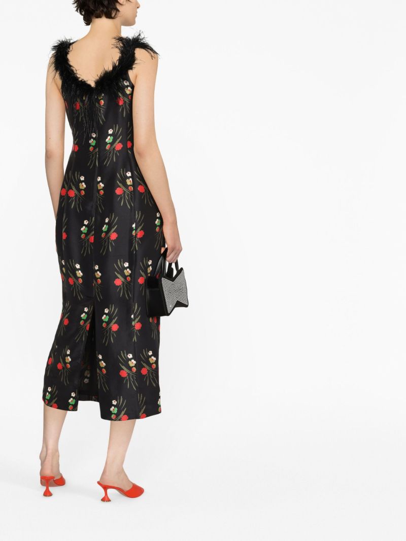 Black Winslett Floral Print Midi Dress