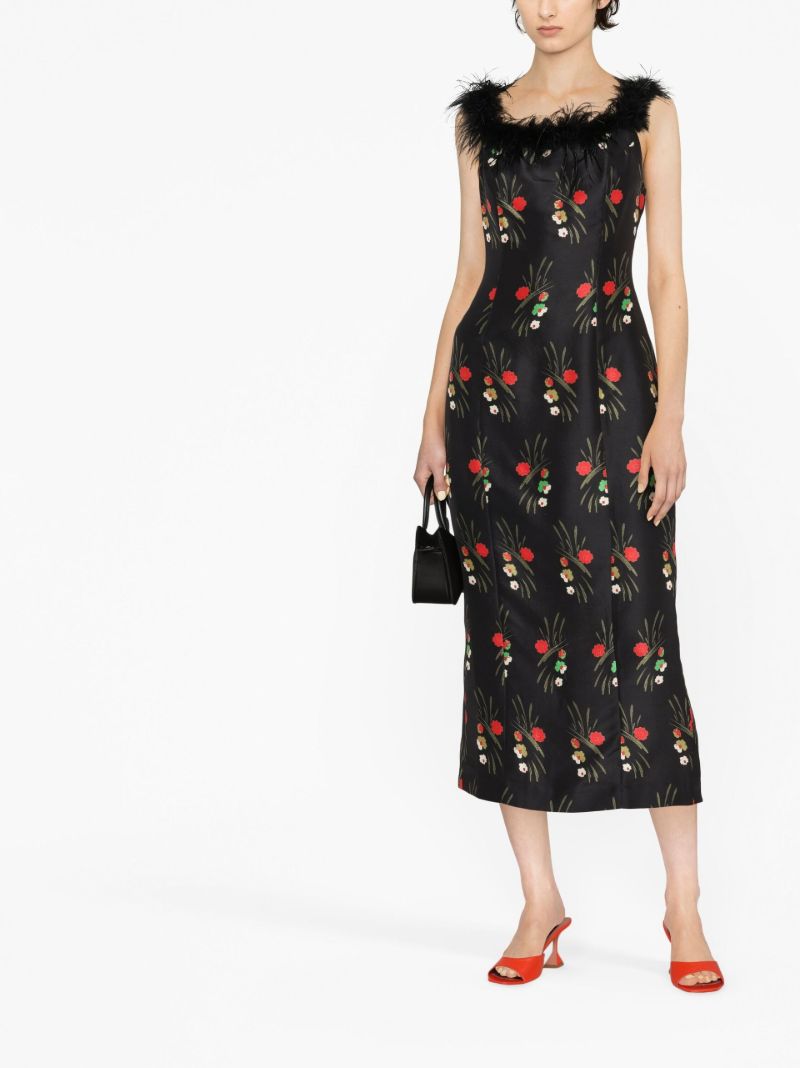 Black Winslett Floral Print Midi Dress