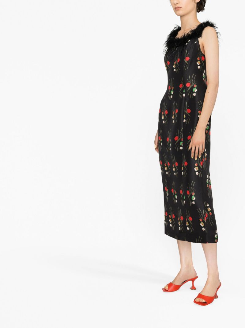 Black Winslett Floral Print Midi Dress