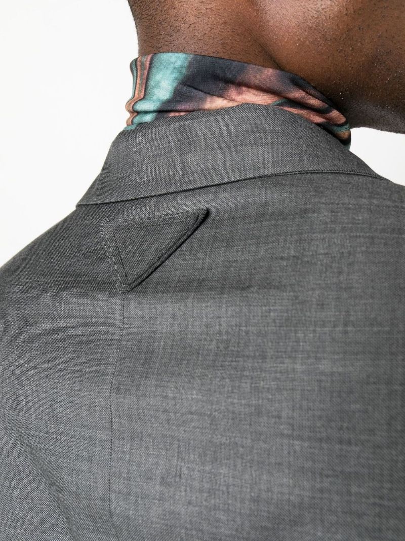 Grey Single-breasted Wool Blazer