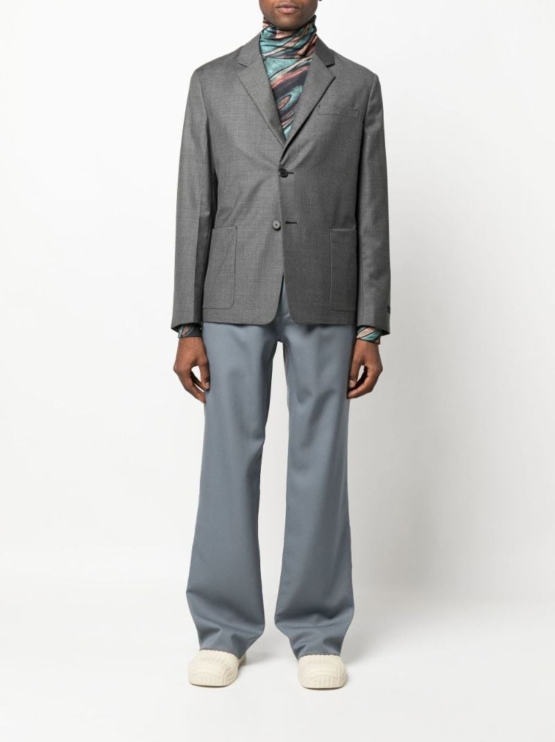 Grey Single-breasted Wool Blazer