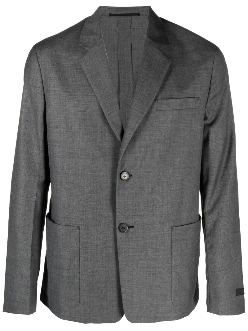 Grey Single-breasted Wool Blazer
