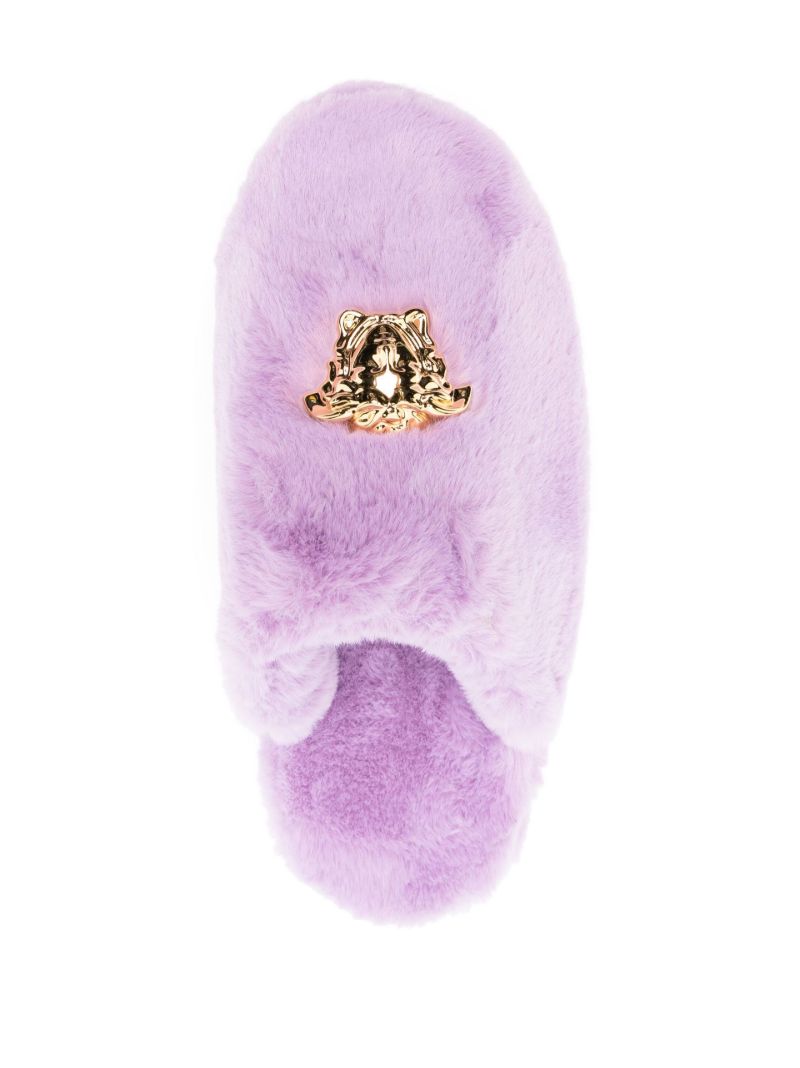 Purple La Medusa Faux Fur Slippers