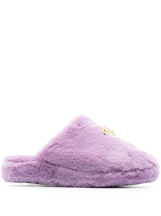 Purple La Medusa Faux Fur Slippers