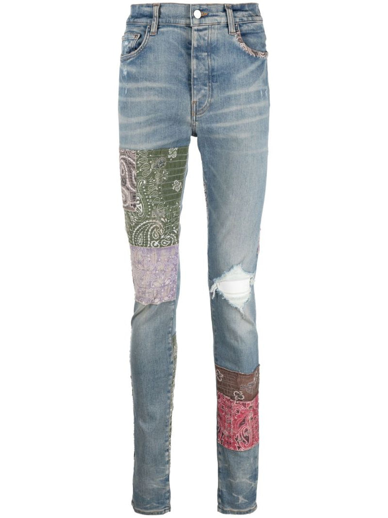 Blue Bandana Art Distressed Skinny Jeans