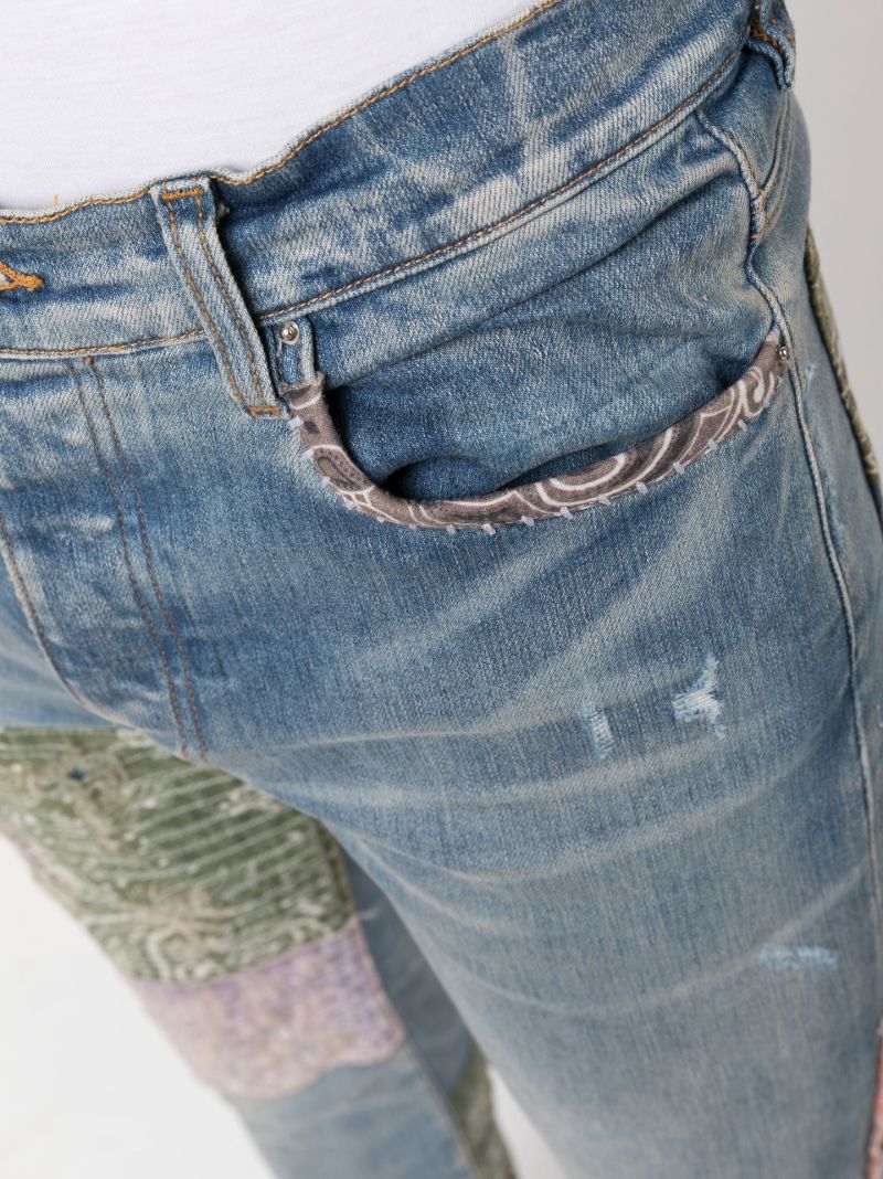 Blue Bandana Art Distressed Skinny Jeans