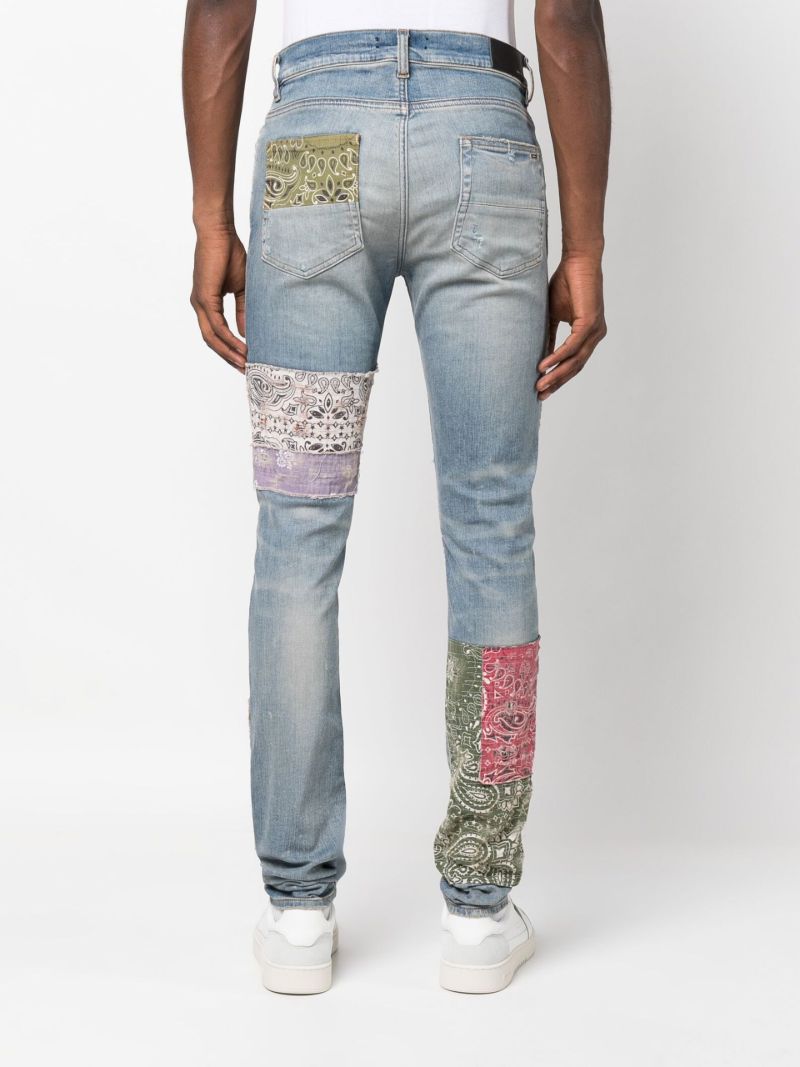 Blue Bandana Art Distressed Skinny Jeans