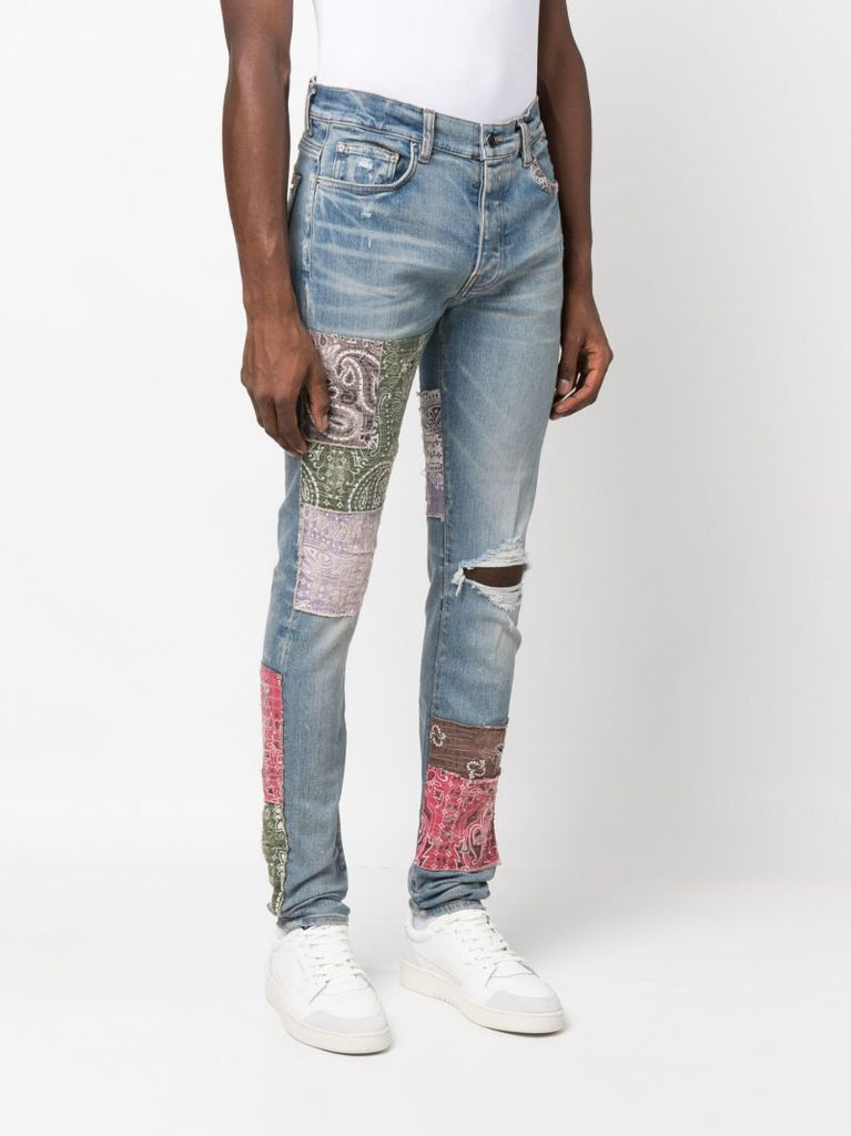 Blue Bandana Art Distressed Skinny Jeans