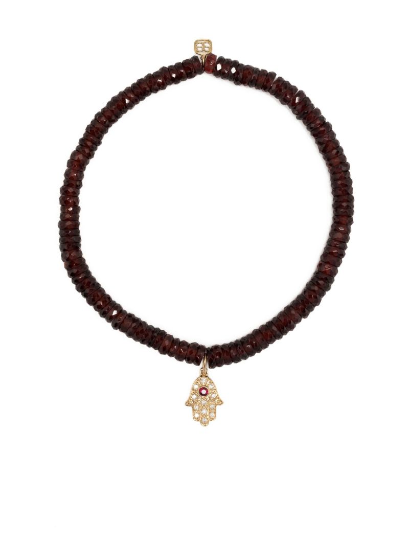 14k Yellow Gold Garnet Beaded Bracelet