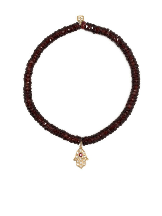 14k Yellow Gold Garnet Beaded Bracelet