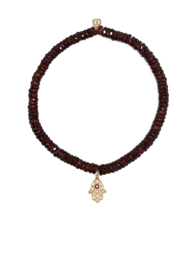 14k Yellow Gold Garnet Beaded Bracelet