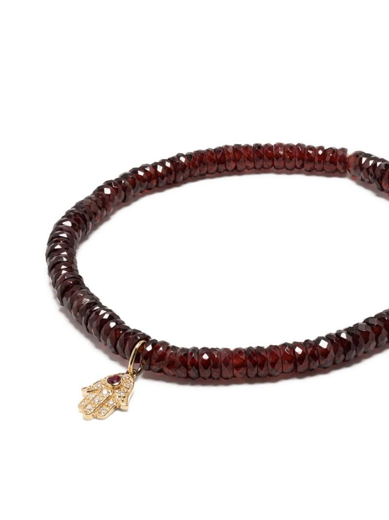 14k Yellow Gold Garnet Beaded Bracelet