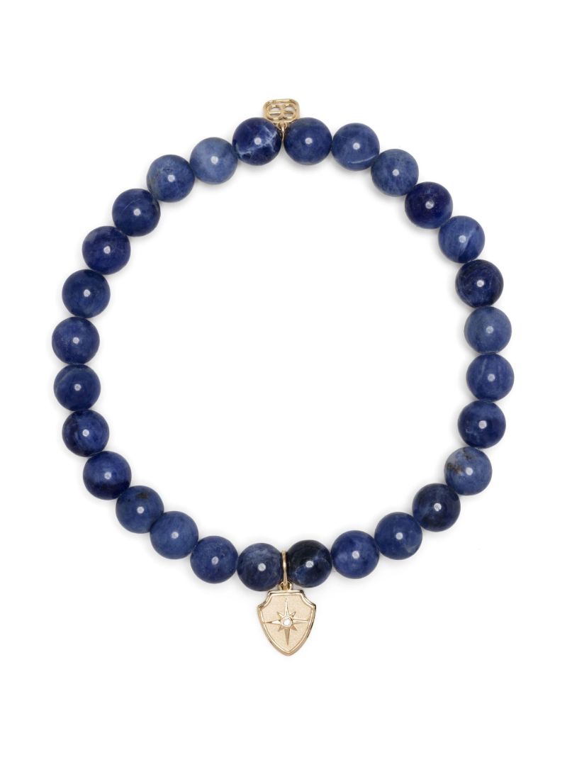 14k Yellow Gold Sodalite Beaded Bracelet