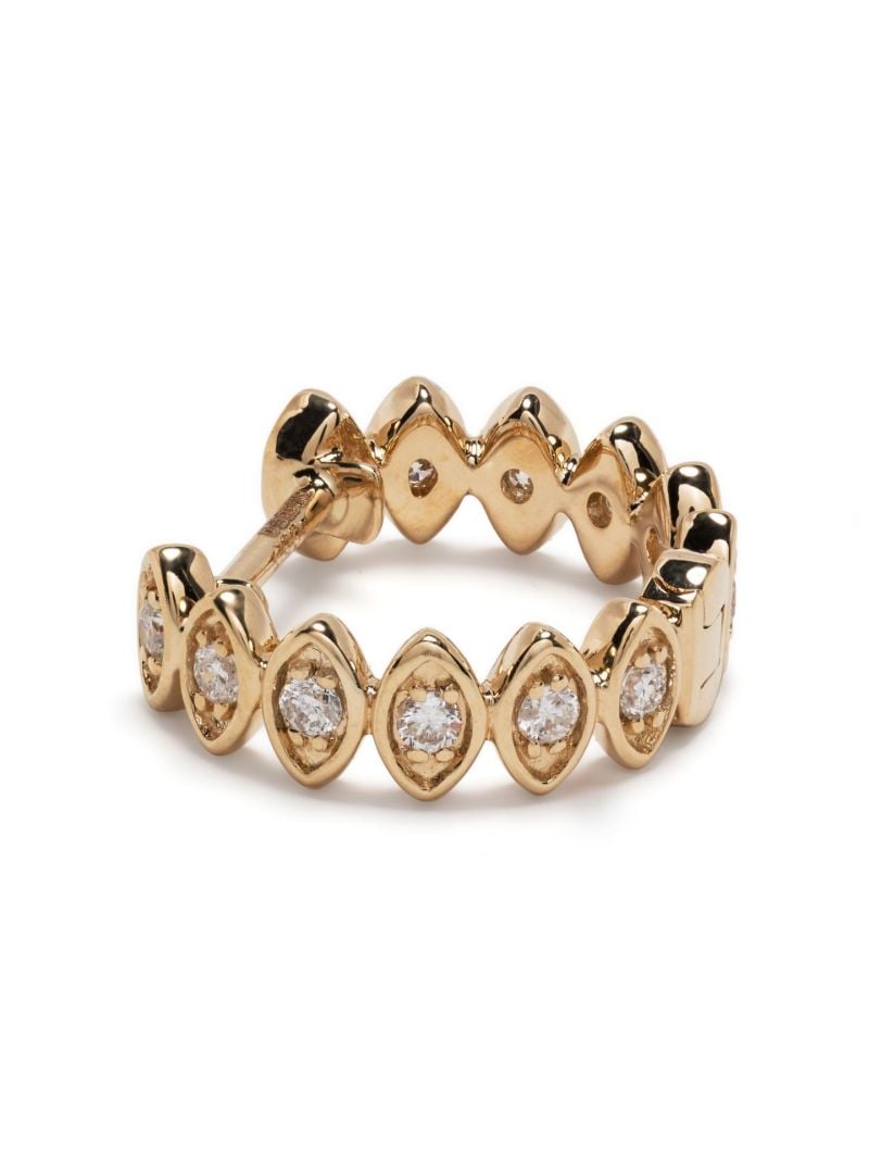 14k Yellow Gold Evil Eye Diamond Huggie Earrings