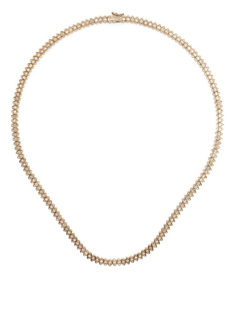 14k Yellow Gold Evil Eye Marquis Diamond Necklace