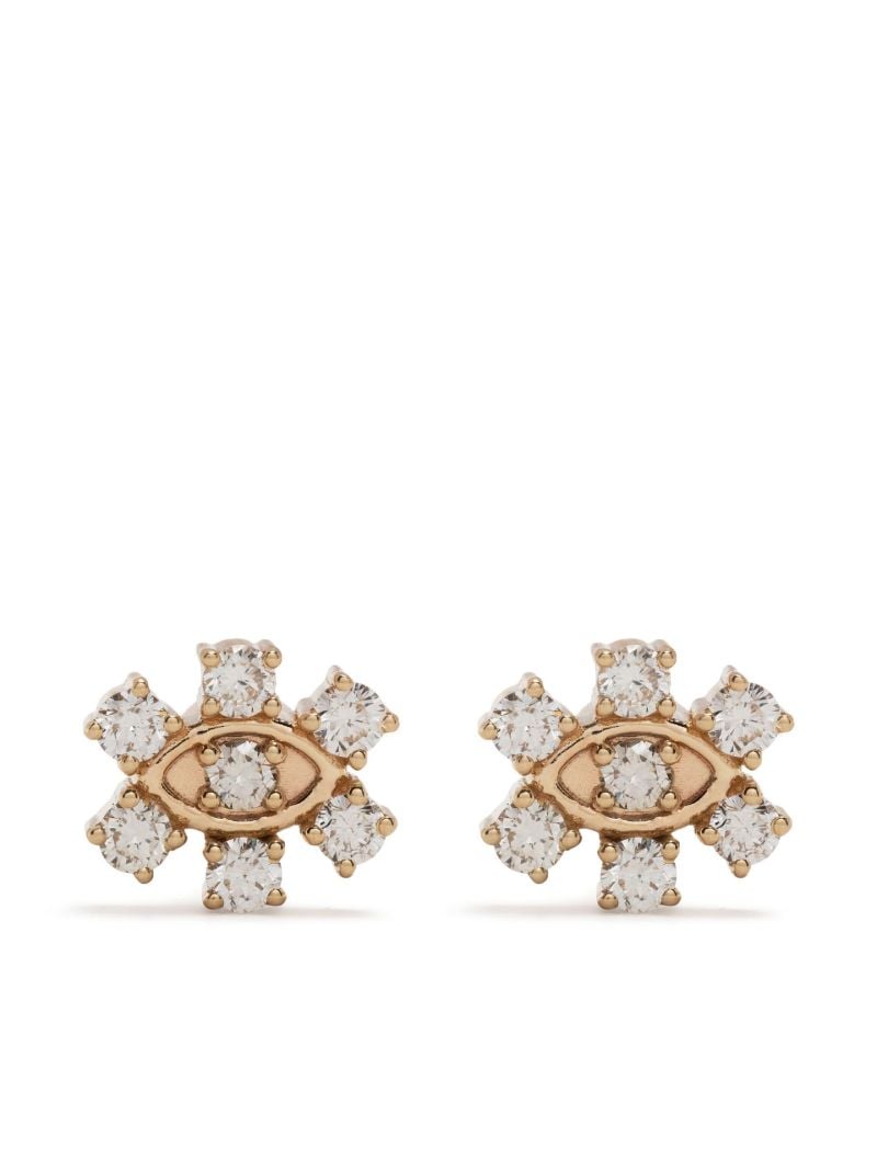 14k Yellow Gold Marquise Eye Diamond Stud Earrings