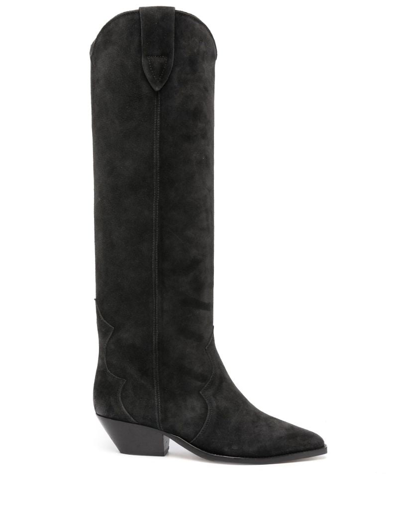 Black Denvee Suede Knee Boots