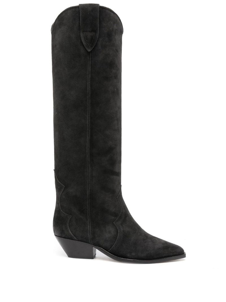 Black Denvee Suede Knee Boots