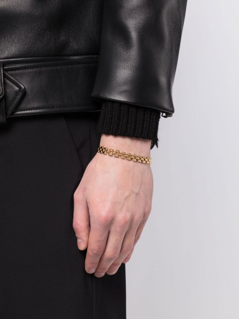 Gold Cleo 3 Row Knife Edge Link Bracelet