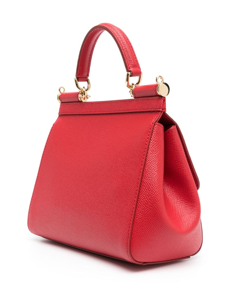 Red Sicily Small Leather Top Handle Bag