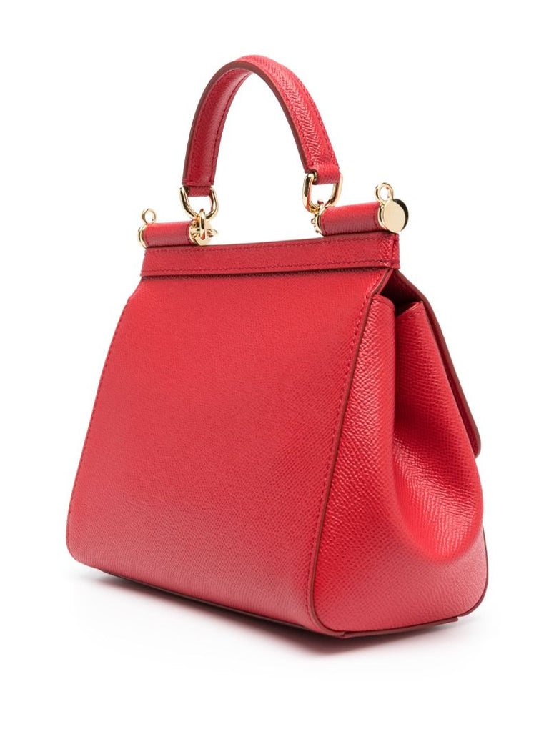 Red Sicily Small Leather Top Handle Bag