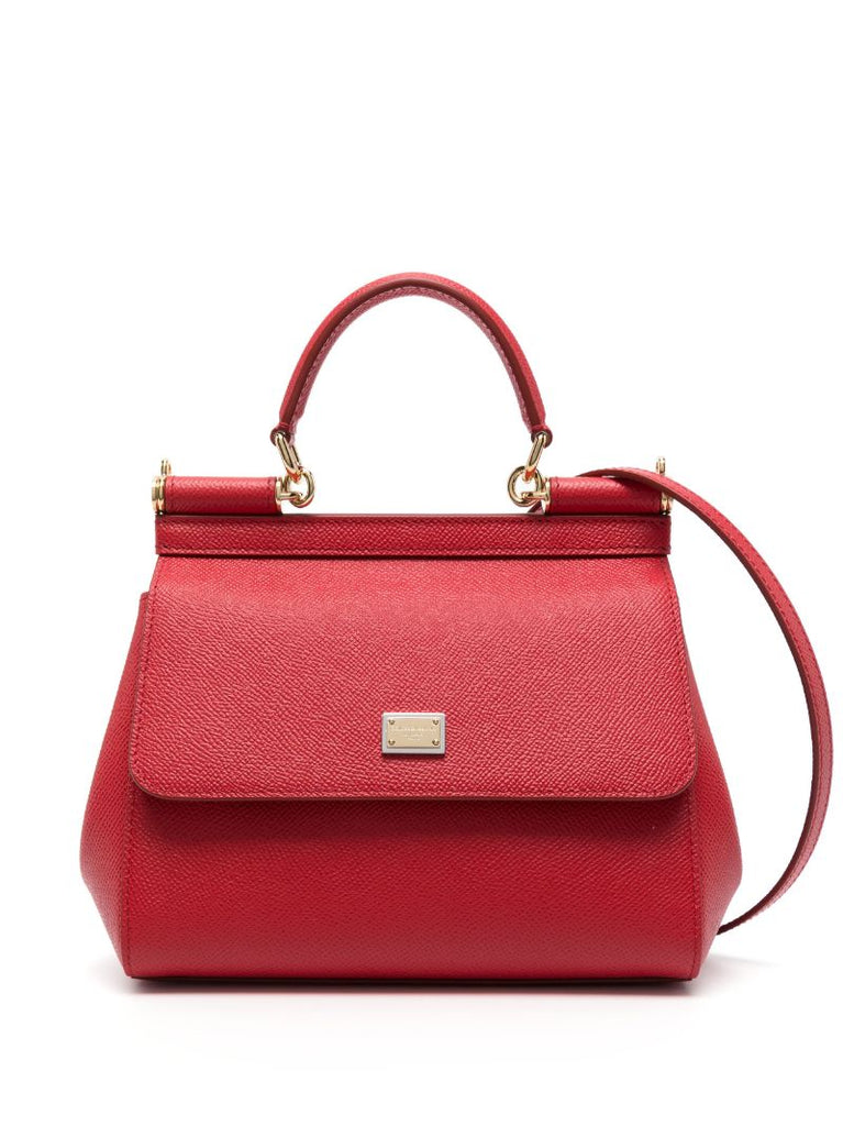 Red Sicily Small Leather Top Handle Bag