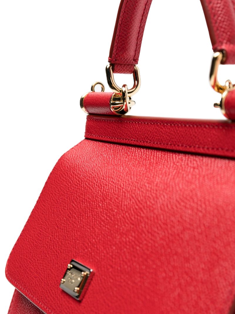 Red Sicily Small Leather Top Handle Bag