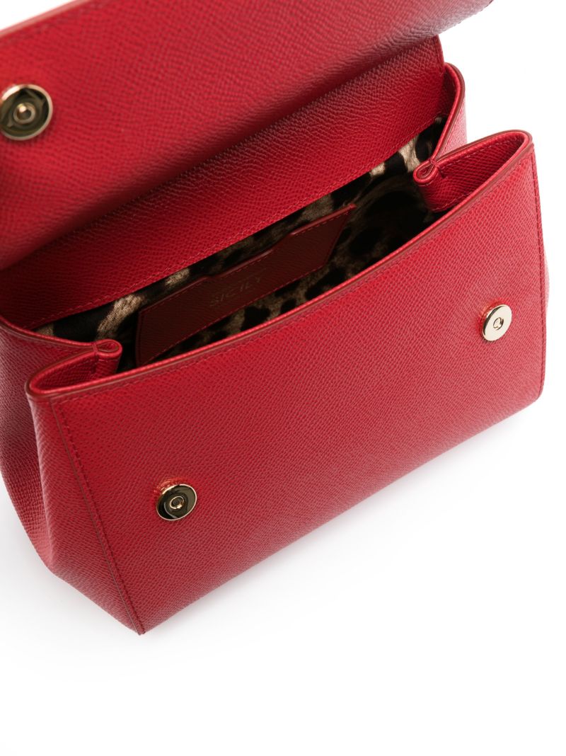 Red Sicily Small Leather Top Handle Bag