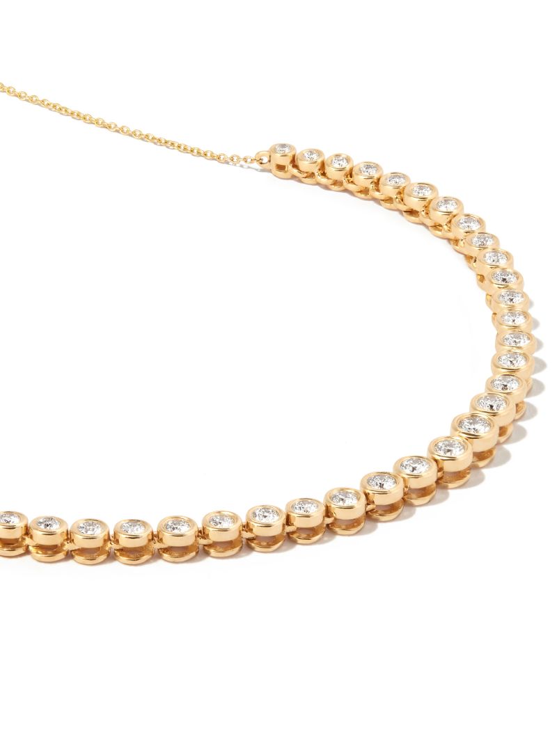 14k Yellow Gold Lulu Jack Bazel Diamon Necklace