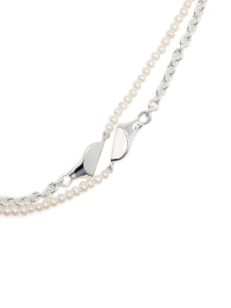 Sterling Silver Split Signet Pearl Necklace