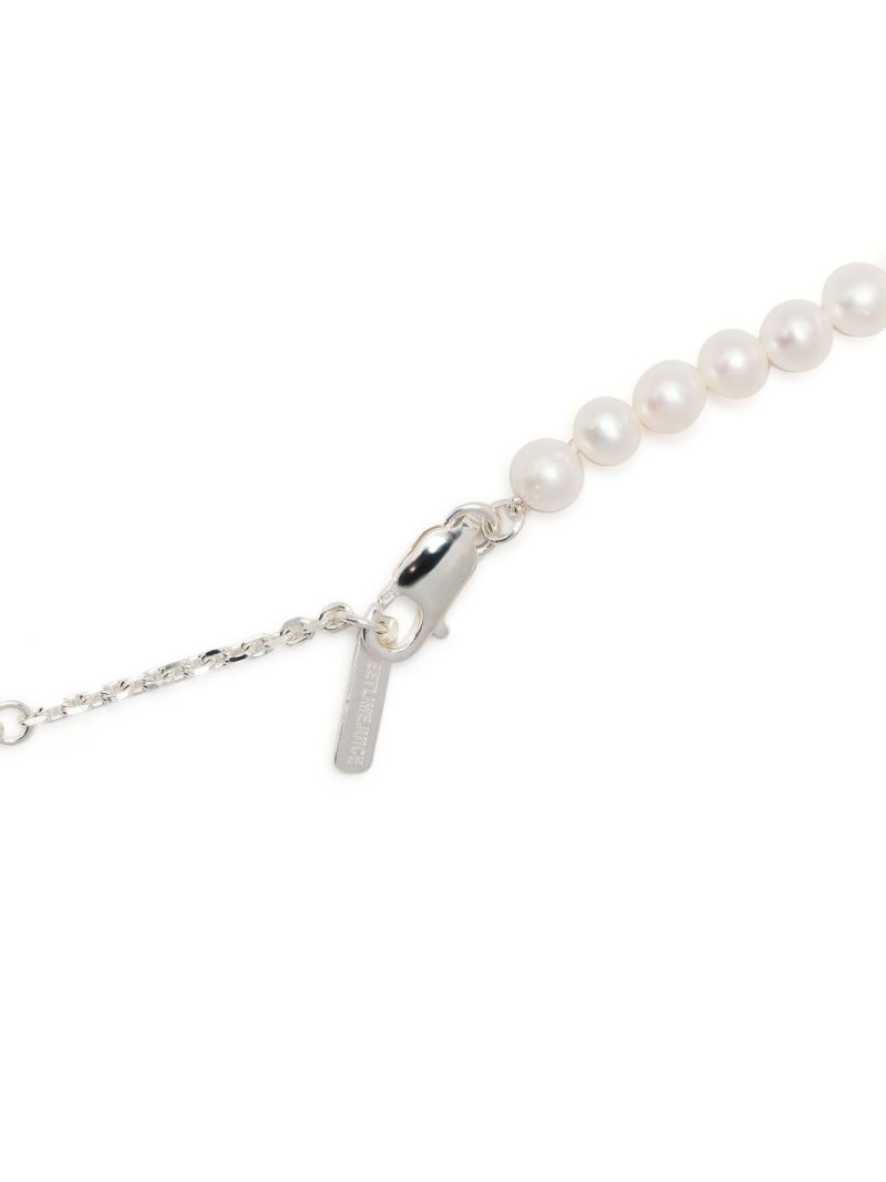 Sterling Silver Split Signet Pearl Necklace