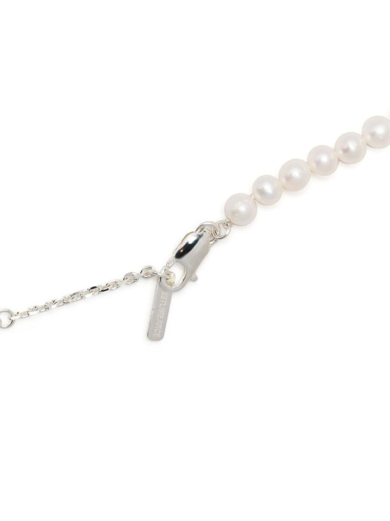 Sterling Silver Split Signet Pearl Necklace