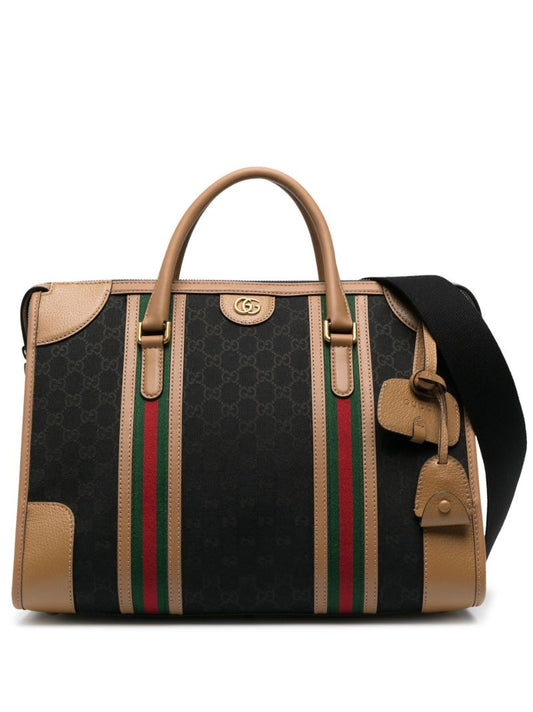 Black Bauletto Gg Canvas Duffle Bag