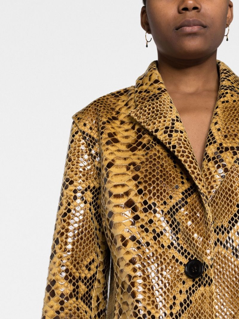 Yellow Zoie Faux Snakeskin Coat