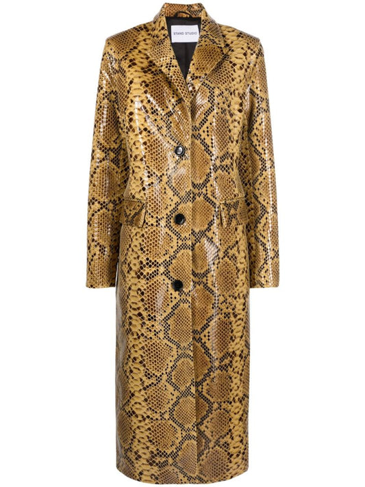 Yellow Zoie Faux Snakeskin Coat