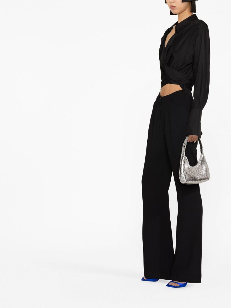 Black Sabinas Silk Wrap Shirt