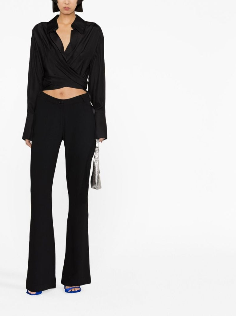 Black Sabinas Silk Wrap Shirt