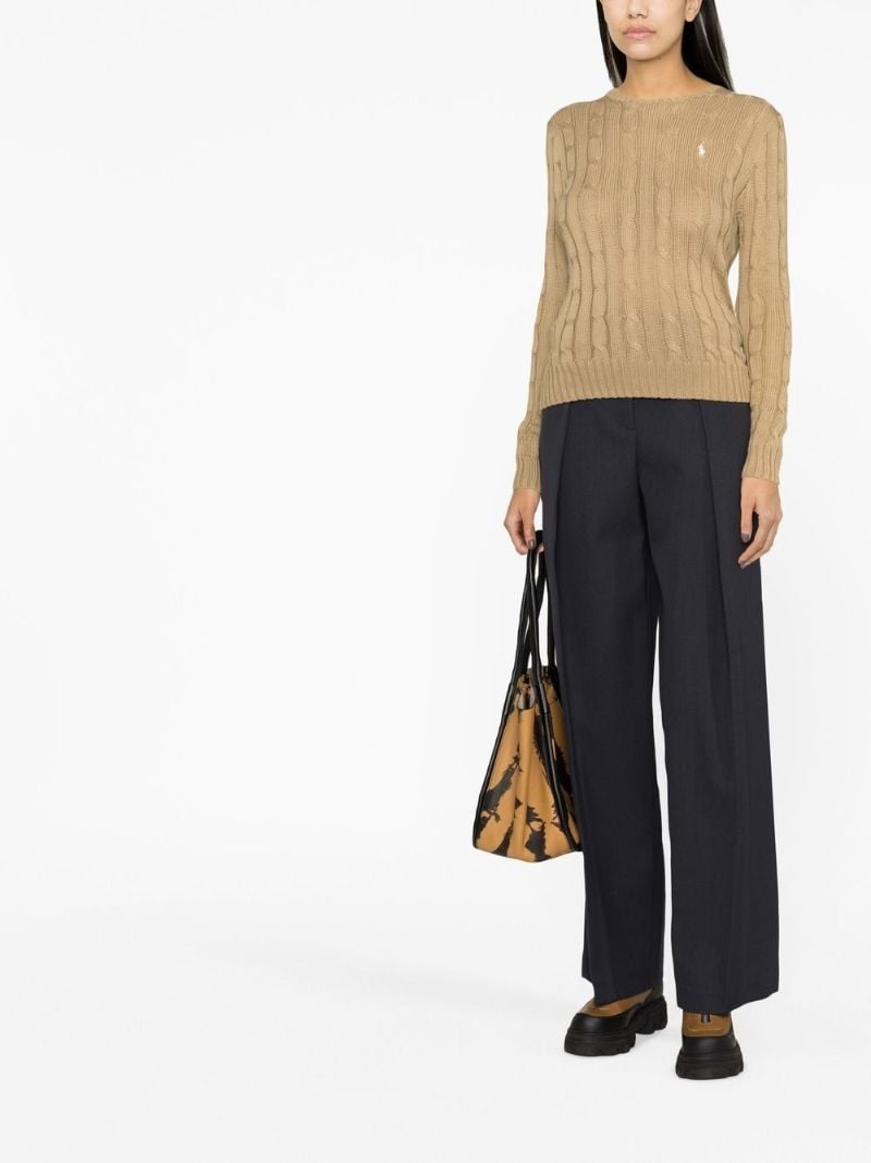 Neutral Cable-knit Cotton Sweater