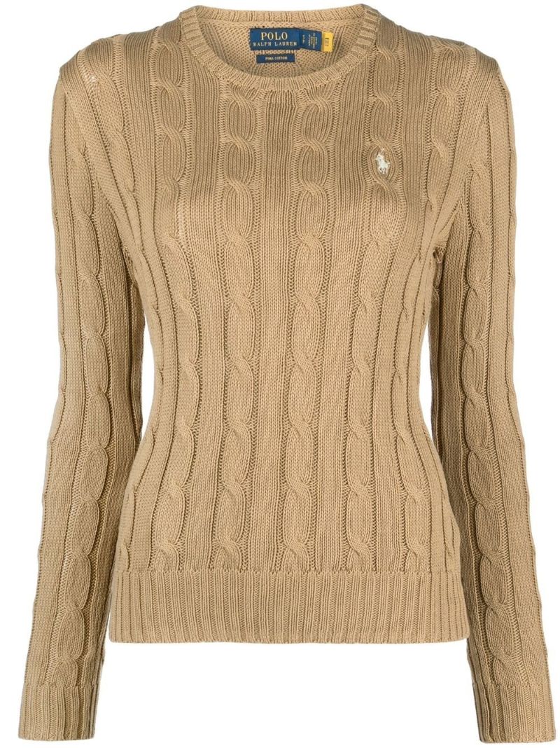Neutral Cable-knit Cotton Sweater