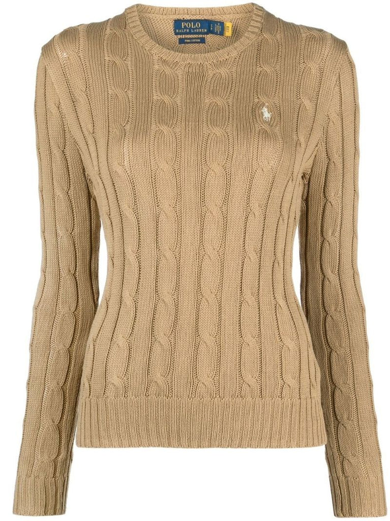 Neutral Cable-knit Cotton Sweater