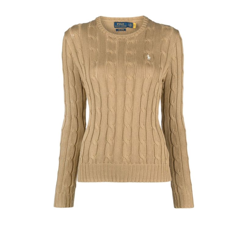 Neutral Cable-knit Cotton Sweater