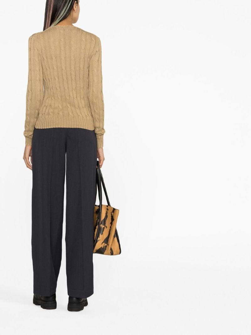 Neutral Cable-knit Cotton Sweater